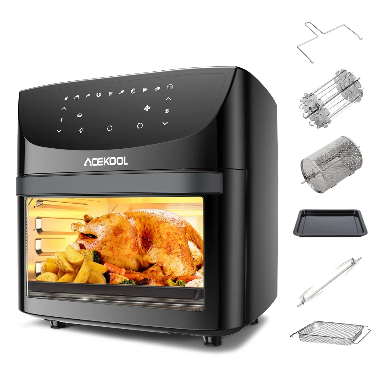18L Air Fryer Oven 8-in-1 Digital Touchscreen Air Fryer 1800W Rapid Air Circulation Oil-Free Mini Oven With Accessories - Image 7