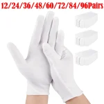 12-96 Pairs White Cotton Gloves Jewelry Gloves for Dry Hands Moisturizing Eczema Inspection Work Gloves Stretchable Cloth