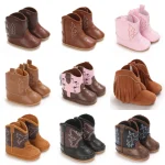Baby Boys Girls Winter Boots 0-12 Months Western Denim First Walkers Warm Casual Fashion