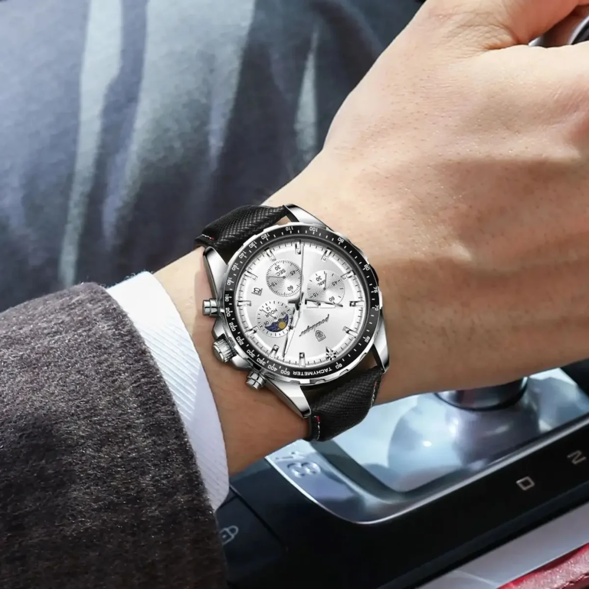 POEDAGAR Top Sports Fashion Men Clock Luminous Waterproof Chronograph Date Original Man Wristwatch Leather Men's Quartz Watches - Image 6