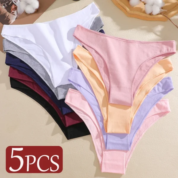 5Pcs/Set Women Seamless Cotton Panties Solid Color Low Waist Underpants M-XXL Soft Comfortable Briefs Breathable Sexy Lingerie