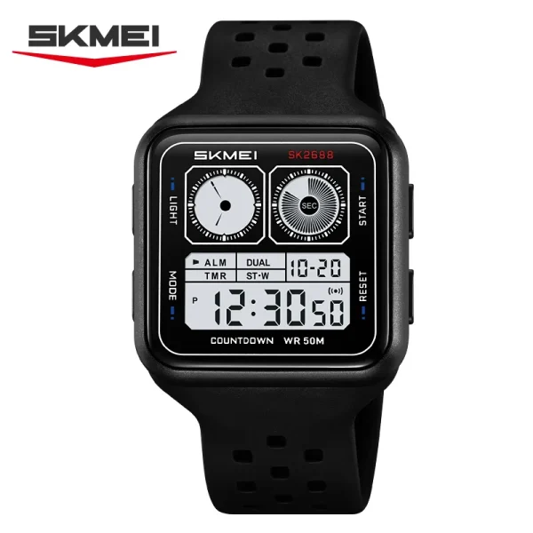 SKMEI 2688 Fashion Square Case Waterproof Multi functional Sports Outdoor Students Men's Countdown Electronic Watch reloj hombre