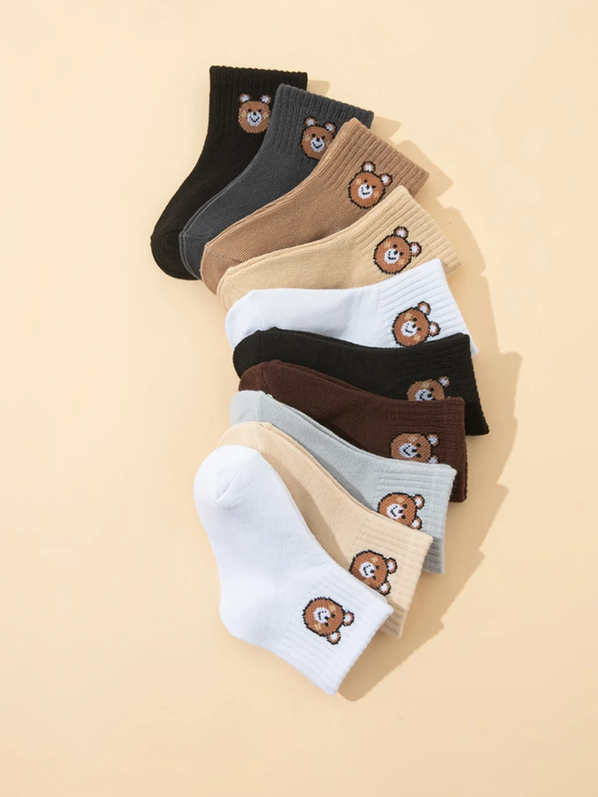 10 pairs  cartoon bear-patterned baby socks, baby casual socks, suitable for daily wear - Image 7