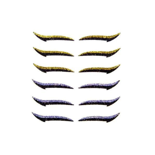 Color: Yellow purple - Stickers Reusable Waterproof Self-Adhesive Eyeliner Stickers Glitter Shiny Eyeliner Stickers 7 Colors