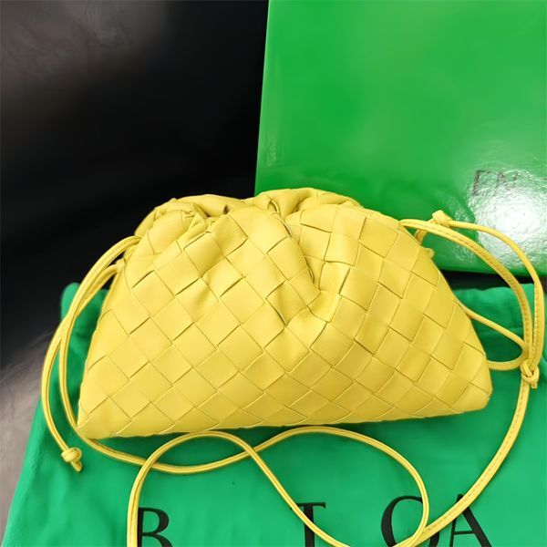 1401377477614792737.jpg Color: Gold - 10a Top quality luxurys handbags designer shoulder bag womens Leather gold silver woven Mini Pouch bags Coin Purse cosmetic Strap Cross body fashion cloud weave Bags - Image 1