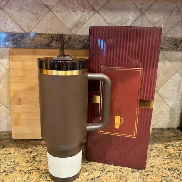 Color: Dark Gray - US Stock Chocolate gold Cosmo Pink Tumblers 40 oz H2.0 Cups with handle Lid and straw Target Red Holiday Mugs 40oz Tumblers DHL 3 Days Ddelivery