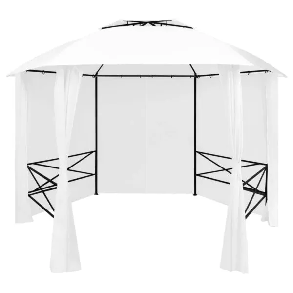 Garden Marquee with Curtains 141.7"x122.8"x104.3" White 0.6 oz/ft