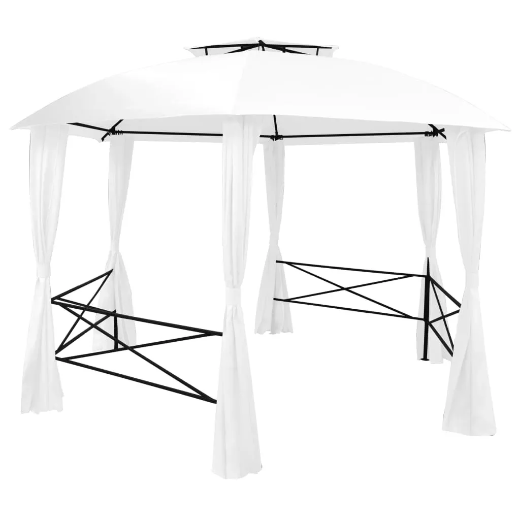 Garden Marquee with Curtains 141.7"x122.8"x104.3" White 0.6 oz/ft - Image 2