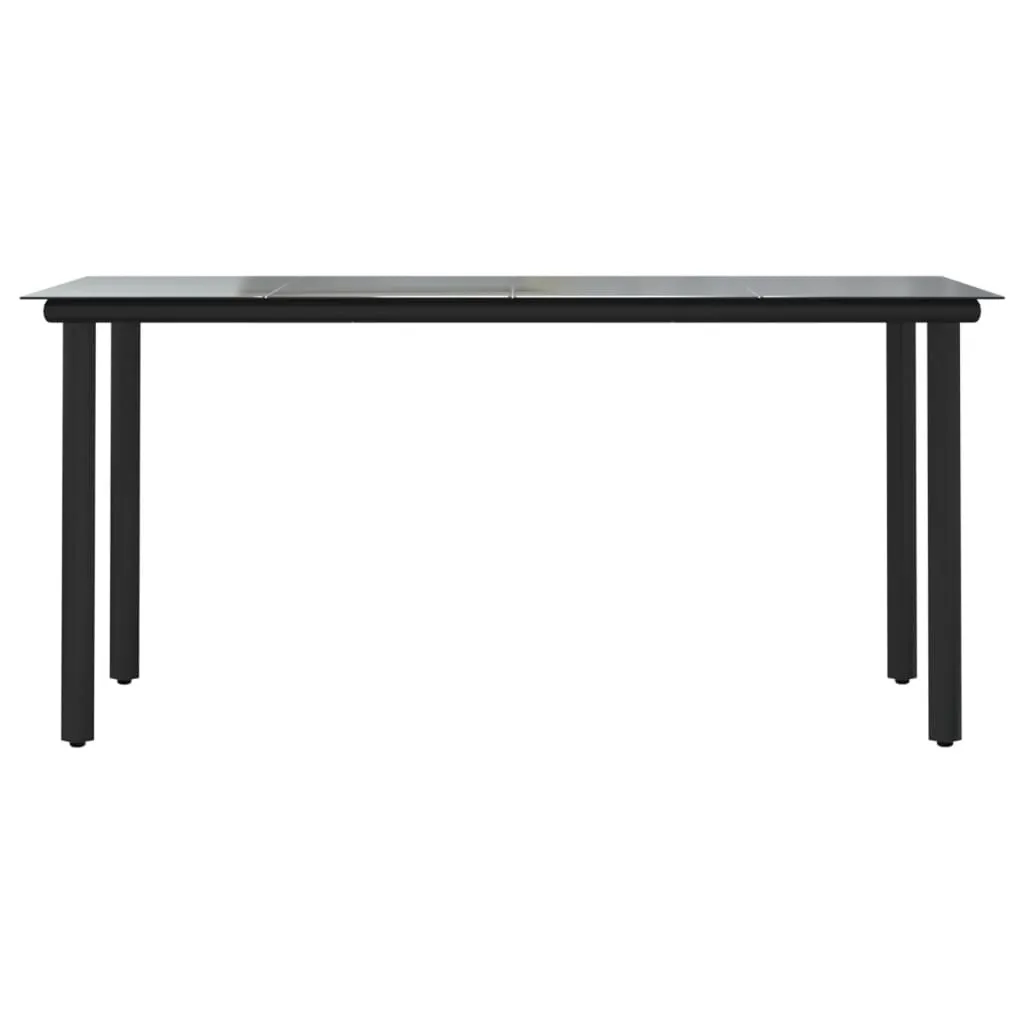 Patio Dining Table Black 63"x31.5"x29.1" Steel and Tempered Glass - Image 3