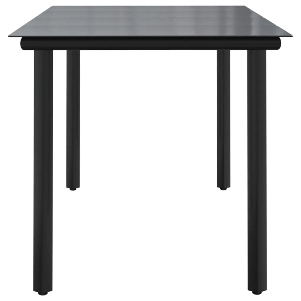 Patio Dining Table Black 63"x31.5"x29.1" Steel and Tempered Glass - Image 4
