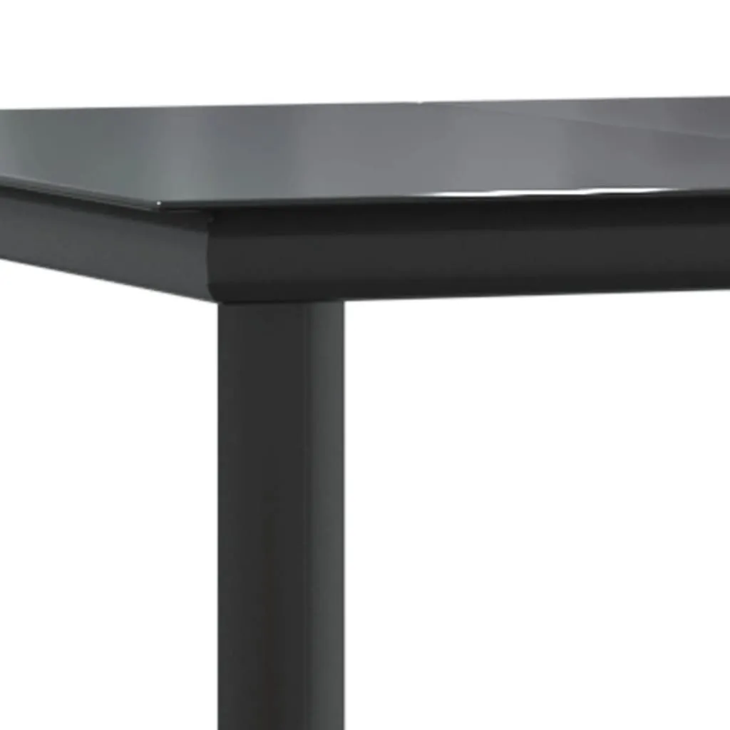 Patio Dining Table Black 63"x31.5"x29.1" Steel and Tempered Glass - Image 6