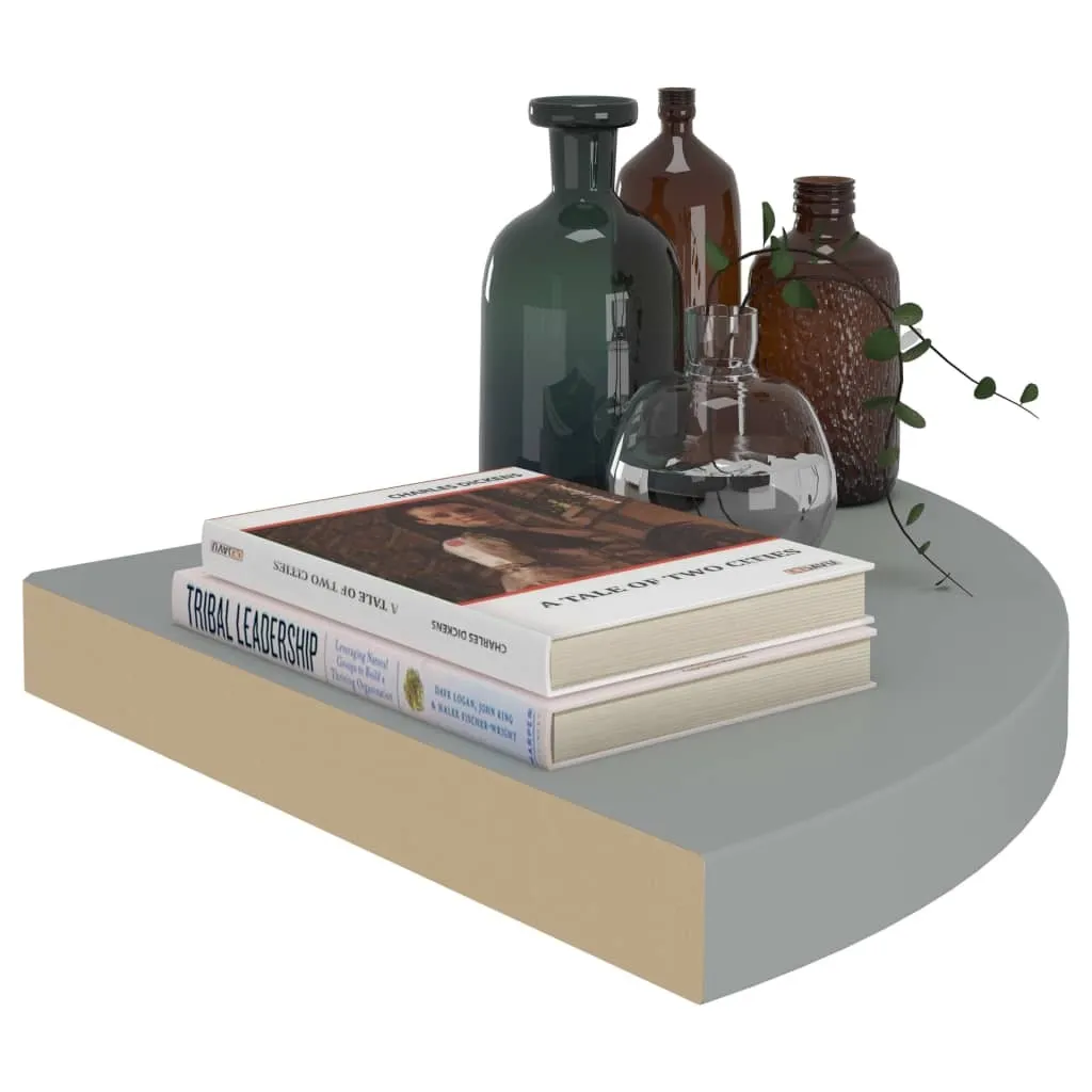 Floating Corner Shelves 4 pcs Gray 13.8"x13.8"x1.5" MDF - Image 7