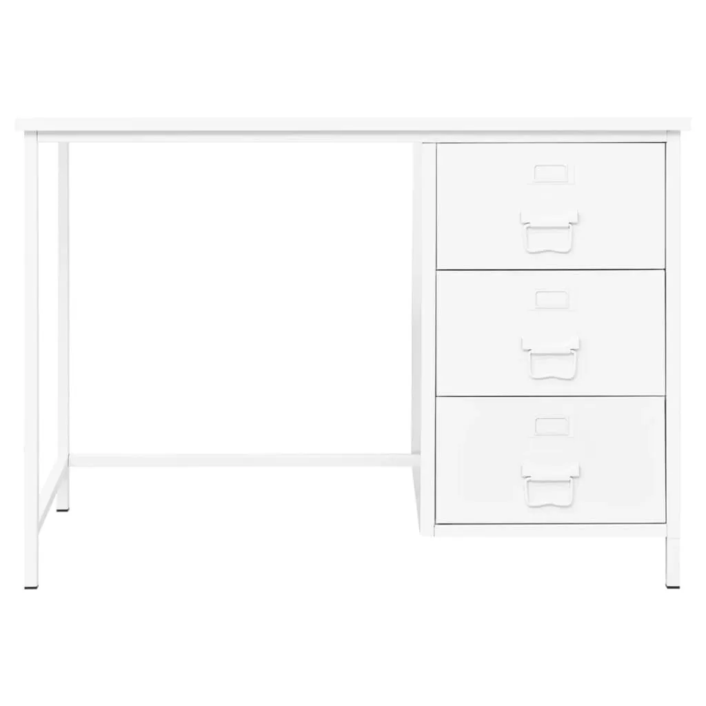 Industrial Desk with Drawers White 41.3"x20.5"x29.5" Steel - Image 2
