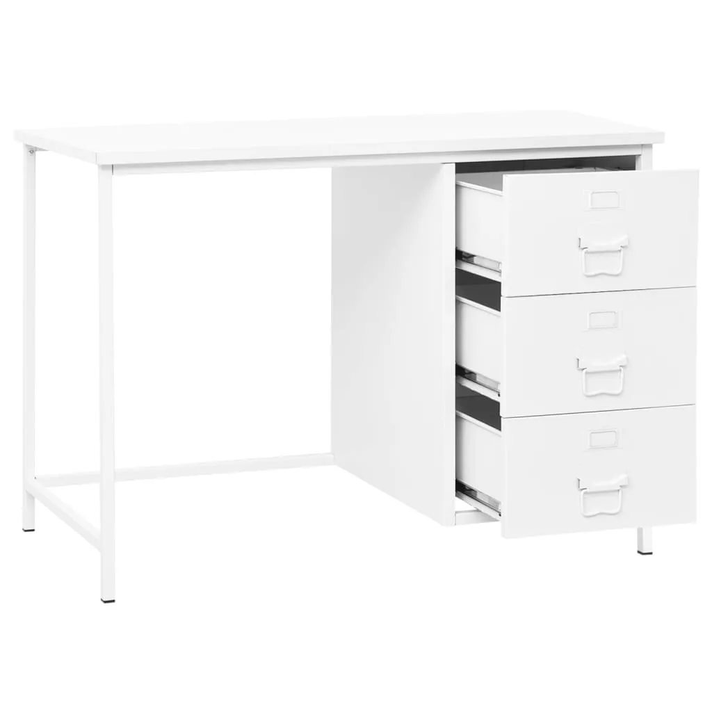 Industrial Desk with Drawers White 41.3"x20.5"x29.5" Steel - Image 3