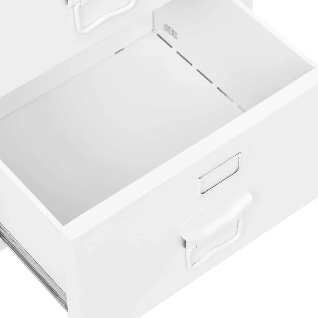 Industrial Desk with Drawers White 41.3"x20.5"x29.5" Steel - Image 6