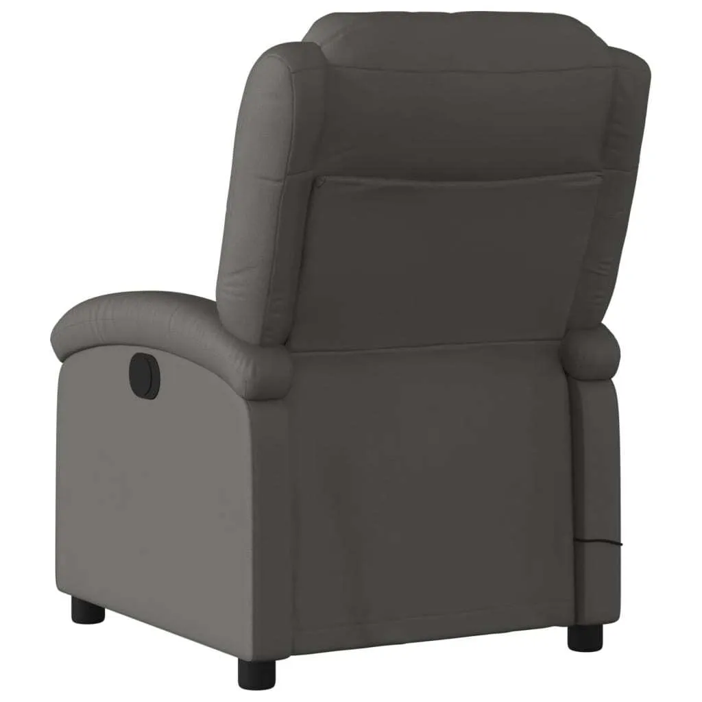 Massage Recliner Chair Gray Real Leather - Image 4