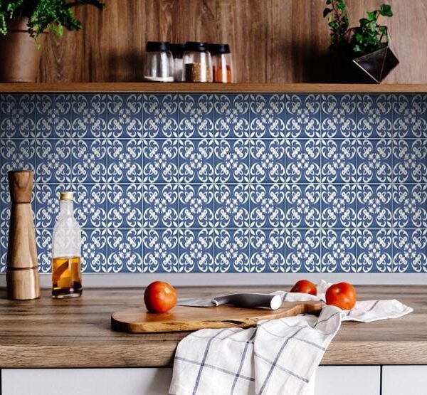 6" X 6" Wedgwood Blue And White  Peel And Stick Removable Tiles