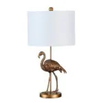 26" Antiqued Gold Resin Flamingo Table Lamp