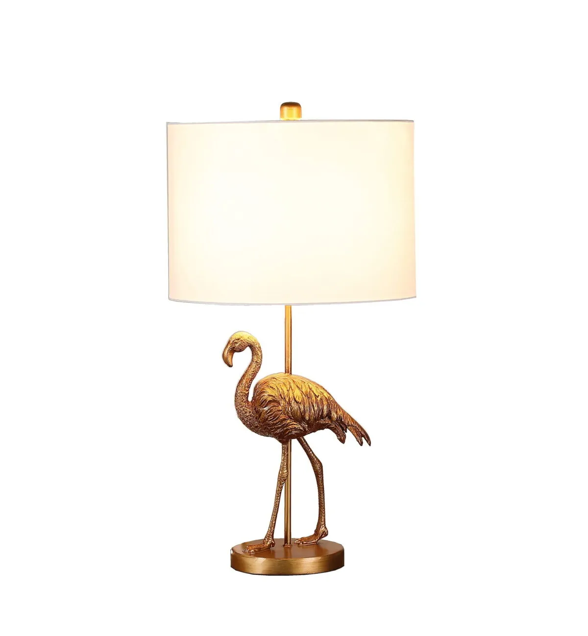 26" Antiqued Gold Resin Flamingo Table Lamp - Image 3