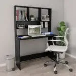 Desk with Shelves Black 43.3"x17.7"x61.8" Engineered Wood