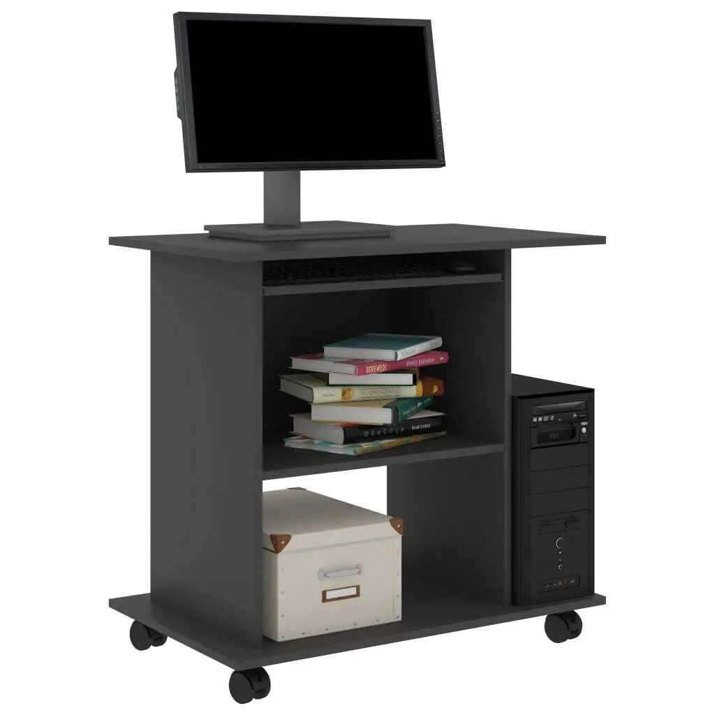 Computer Desk Gray 31.5"x19.7"x29.5" Engineered Wood - Image 3