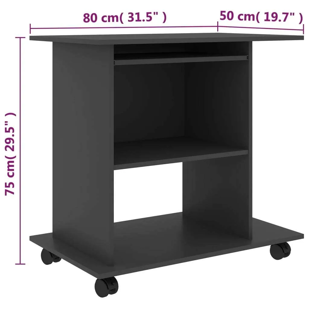 Computer Desk Gray 31.5"x19.7"x29.5" Engineered Wood - Image 6