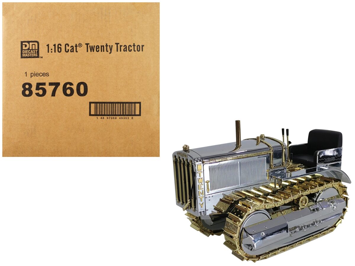 CAT Caterpillar Twenty Tractor "100th Anniversary" Chrome and Gold "Centennial Series" 1/16 Diecast Model by Diecast Masters - Image 3