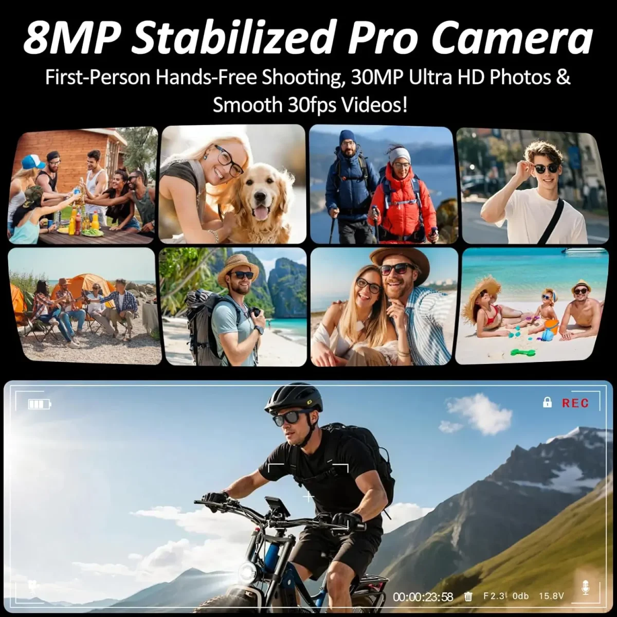 2026 New 3600mAh Large Capacity Smart Glasses 800W Pixel Anti-shake Camera 120+Language Translation Video Recording Call Glasses - Image 2