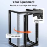 15U Wall Mount Server Rack, 150 lbs Max Load Capacity, Open Frame Network Rack with 180 Degrees Gate Swing, Carbon Steel, for 19-Inch IT Network Equipment & AV Devices Computer Server, Black