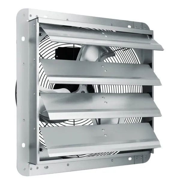16'' Shutter Exhaust Fan, High-speed 2000 CFM, Aluminum Wall Mount Attic Fan with AC-motor, Ventilation and Cooling for Greenhouses, Garages, Sheds, Shops, FCC