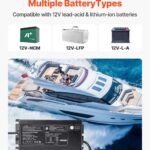 Marine Battery Charger, 1-Bank, 10A 12V Onboard Boat Charger, IP68 Waterproof Smart On-Board Battery Charger, for Lithium-Ion (LiFePO4), NCM, Lead-Acid Batteries, Large Boat, Yacht, RV, Trailer