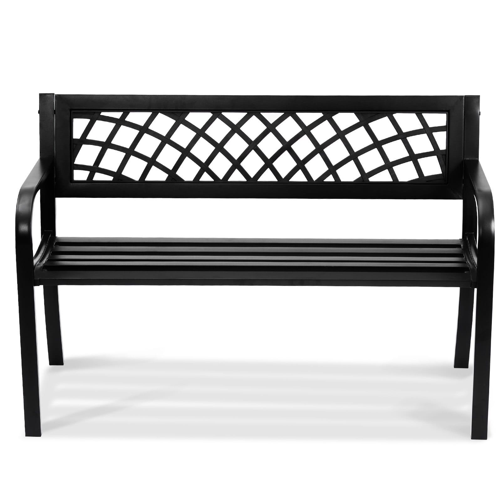 GYZYJS46YC00W8FDQV0-3.jpg Outdoor Bench,46 inches Metal Garden Bench for Outdoors, 480 lbs Load Capacity Bench, Outdoor Garden Park Bench with Backrest and Armrests, Patio Bench for Garden, Park, Yard, Front Porch - Image 1