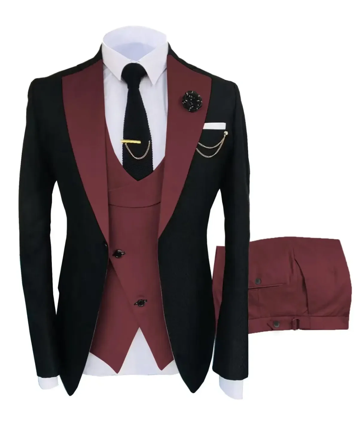 Color: green, Size: 5XL - New Costume Homme Popular Clothing Luxury Party Stage Men's Suit Groomsmen Regular Fit Tuxedo 3 Peice Set Jacket+Trousers+Vest - Image 2