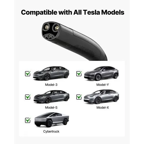 Level 2 Tesla Charger, 40 Amp Adjustable Current, 240V Portable Home Electric Car EV Charger with 25 ft Charging Cable, NEMA 14-50P Plug, LCD Display, NACS Connector, for Tesla Model Y/X/3/S - Image 2