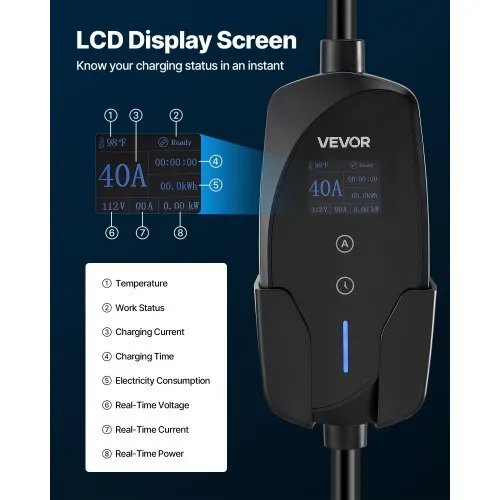 Level 2 Tesla Charger, 40 Amp Adjustable Current, 240V Portable Home Electric Car EV Charger with 25 ft Charging Cable, NEMA 14-50P Plug, LCD Display, NACS Connector, for Tesla Model Y/X/3/S - Image 4