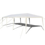 10 x 30 Feet Gazebo Canopy Tent with Connection Stakes and Wind Ropes - Color: White