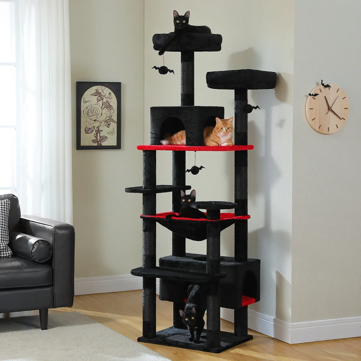 Multi-Level Large Cat Tree with Sisal-Covered Scratching Posts Cozy Condos Spacious Hammock Tall Cat Tower for Indoor Cat Toys - Image 5
