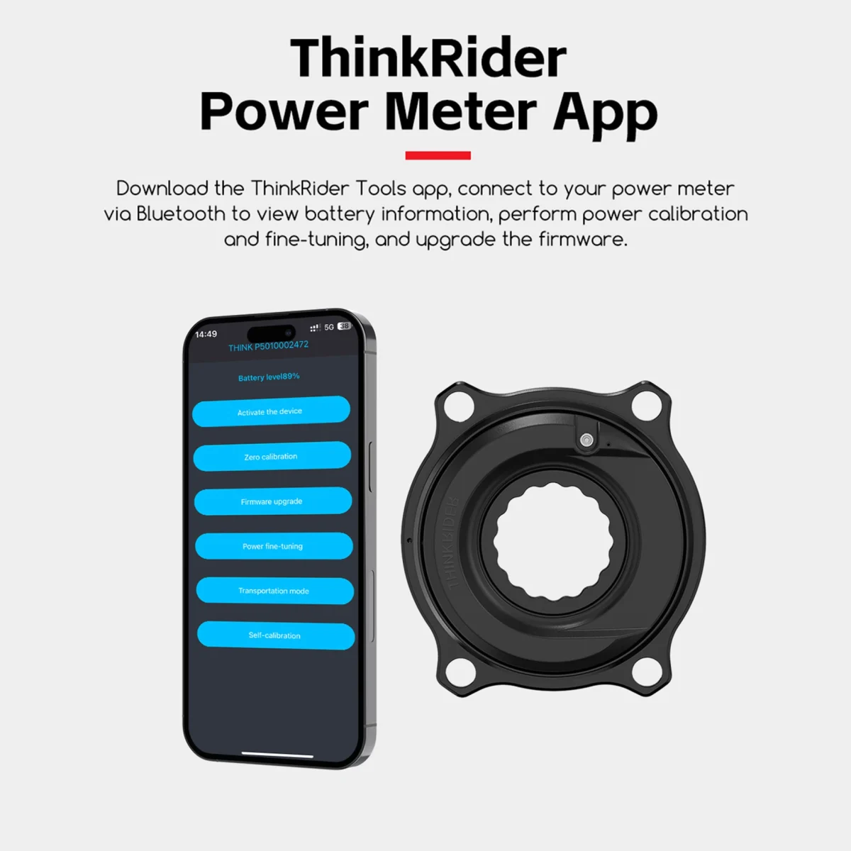 ThinkRider PP5 Power Meter Set 4 Bolt 110BCD 24mm Cadence Pedal Balance Ant Steel Spindle Crankset Chainring for Shimano - Image 4
