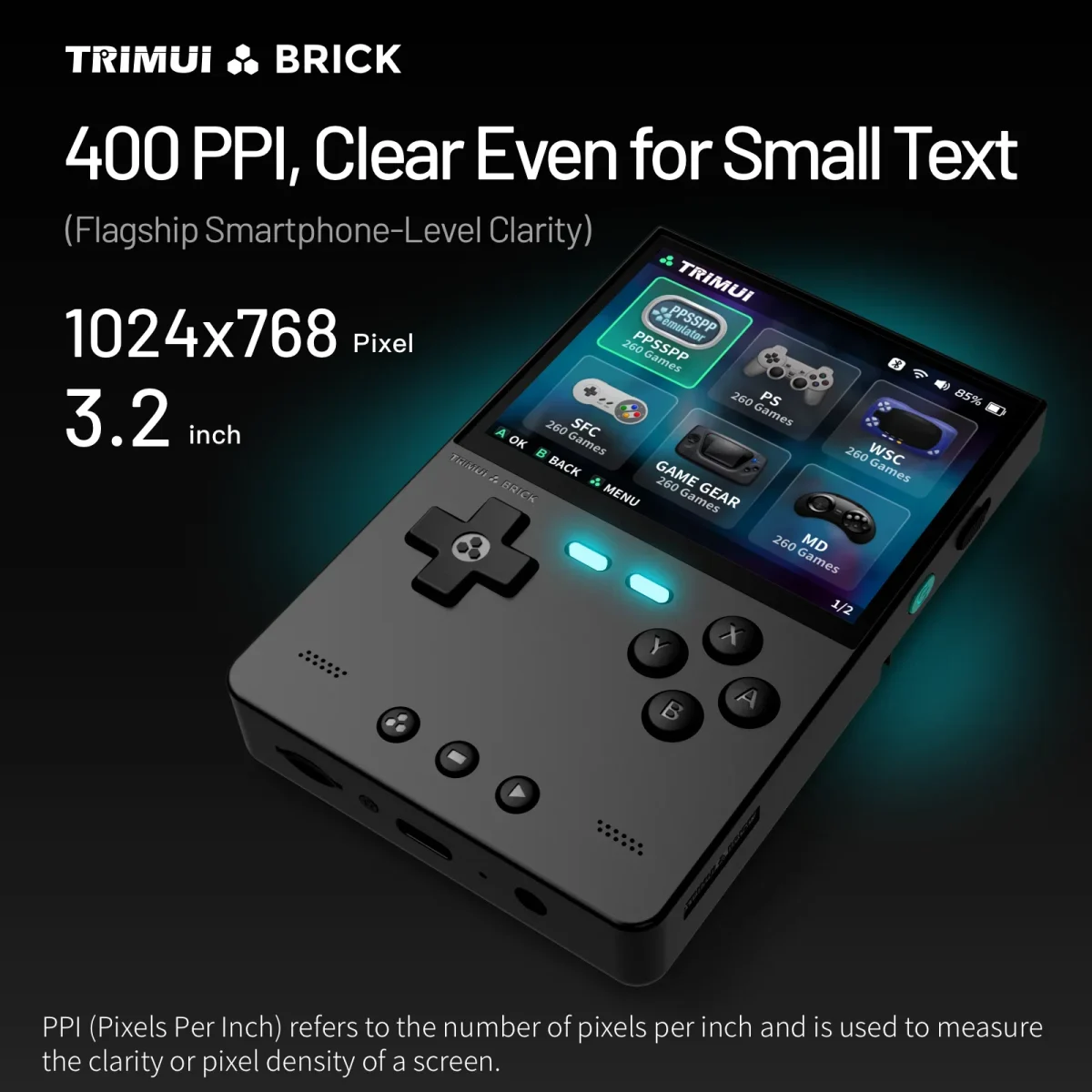 TRIMUI BRICK Handheld Game Console 3.2'' IPS Screen Linux System Trimui UI Metal Back Panel Key LED Lighting Free Keycap Gifts - Image 4
