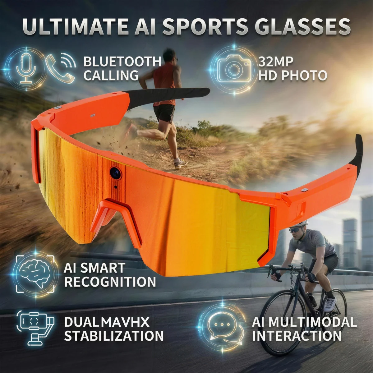 New AI smart shooting&recording glasses with 800W camera, HD anti-shake bicycle riding shooting artifact, windproof goggles 2026 - Image 8