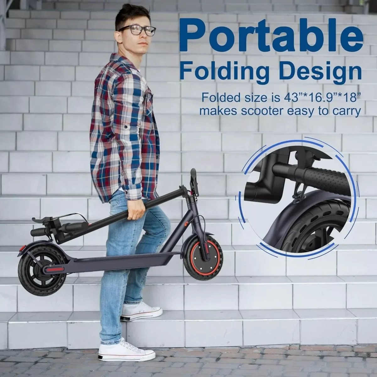 AOVOPRO LADPED LP60 Electric Scooter 350W 19mph Max Speed 8.5inch tire Folding Electric Scooter 16miles Max Range for Adult - Image 4