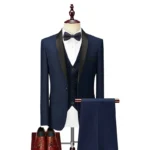 Color: Blue, Size: 5XL - Shenrun Men Tuxedo Slim Fit Fashion Suit Wedding Shawl Lapel 3 Pieces Skinny Single Breasted Jacket Party Prom Singer Costume