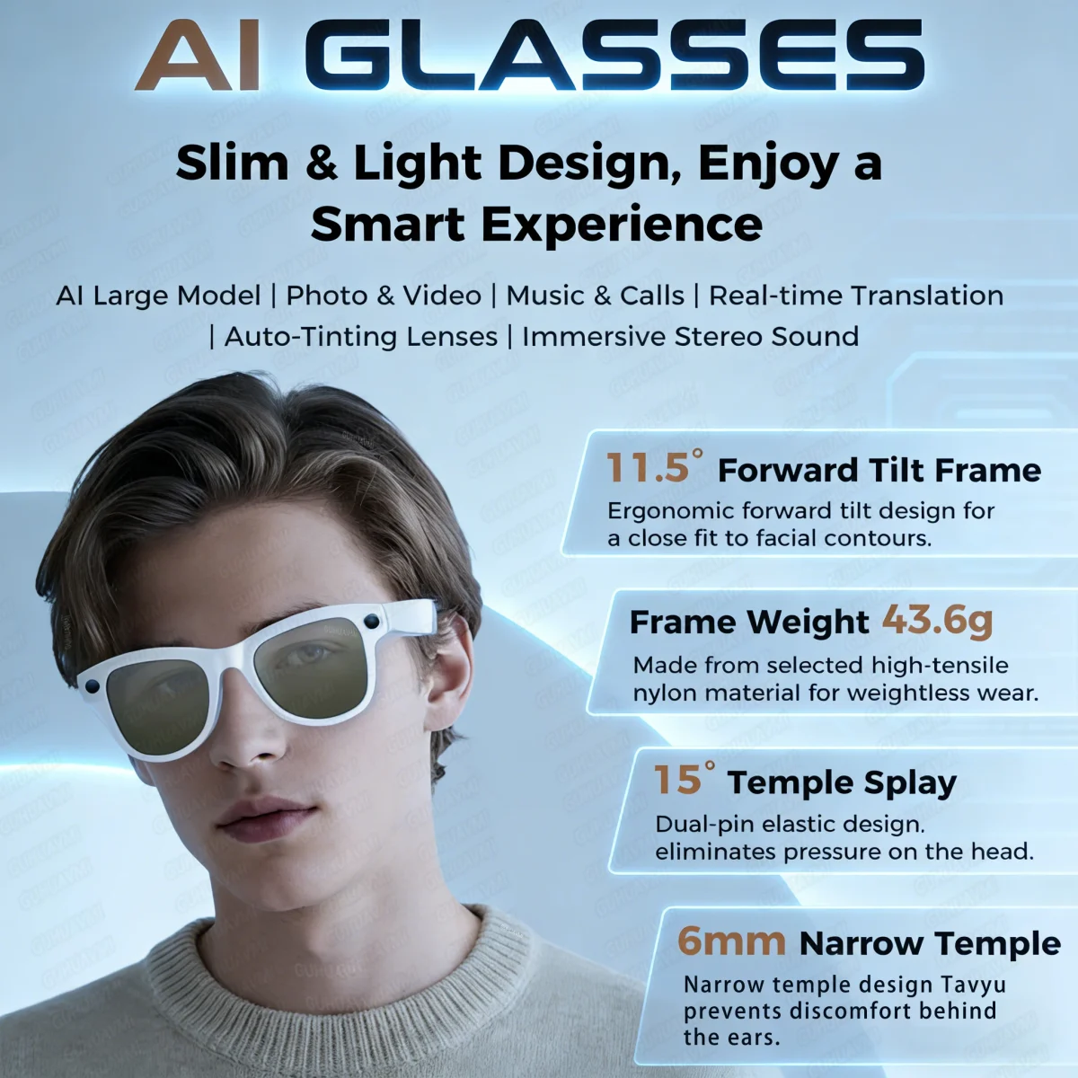 2026 Smart AI Glasses 4K 800W Camera 3600mAh Power Bank 32GB Memory 120+ Translation ChatGPT Music Photos &Video Sunglasses Men - Image 2