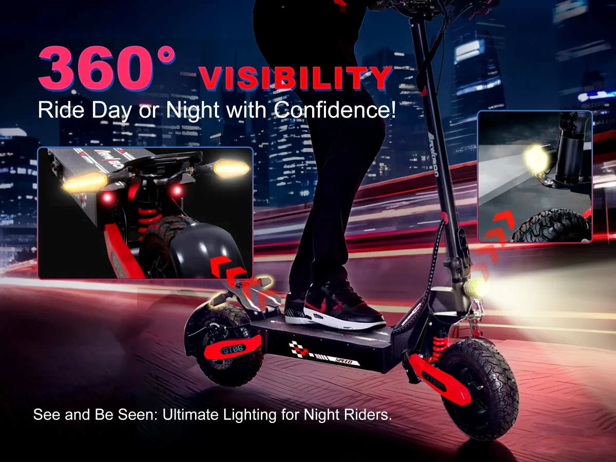 Arwibon GT06 1200W Foldable E-Scooter for Adults -Max Speed 25MPH, 48V 13AH/23.4AH, 11"Off-Road Tires | US Stock, Factory Direct - Image 3