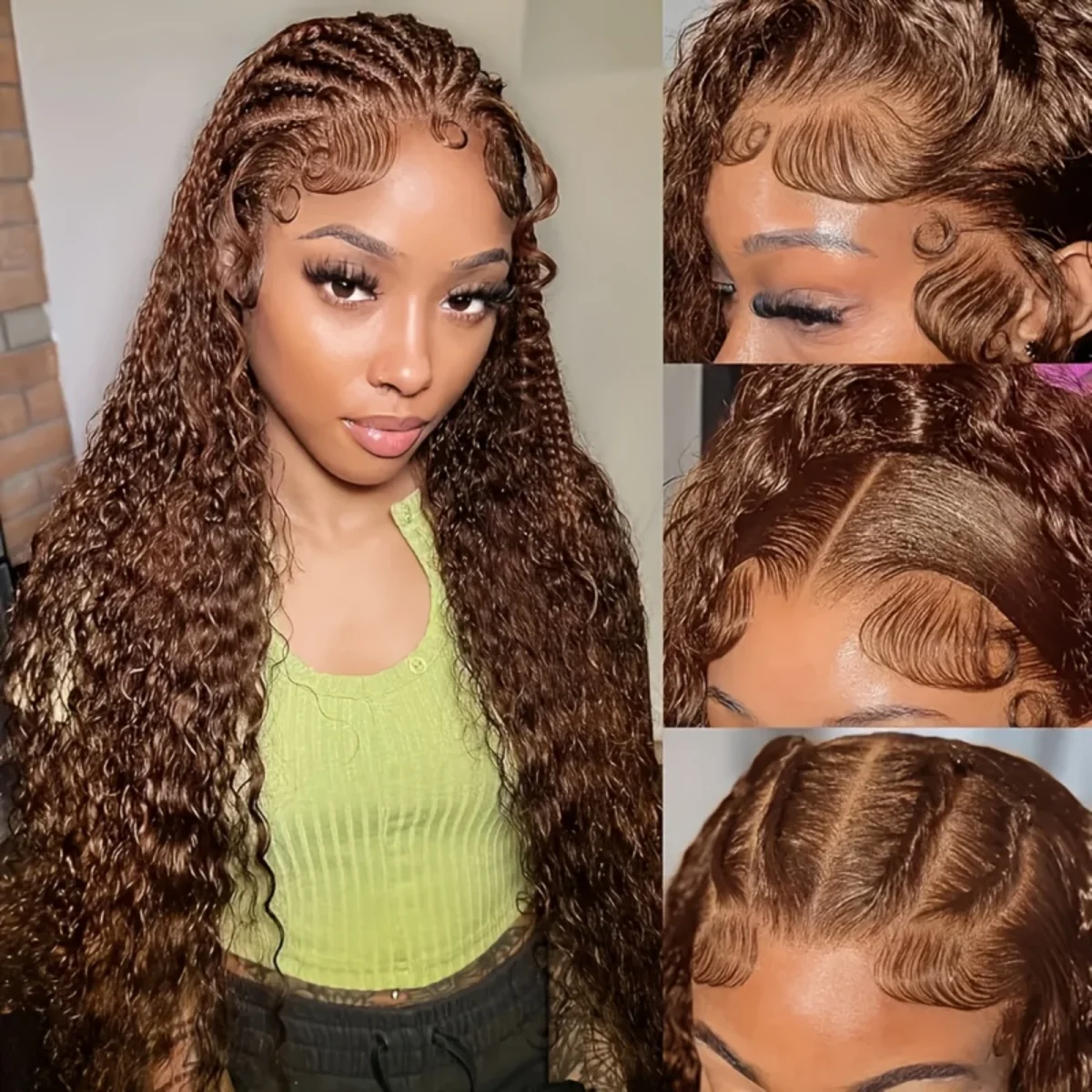 Chocolate Brown Curly Human Hair Wig 13x4 Lace Front Human Hair Wigs For Women Jerry Curly Glueless Wigs On Clearance Sale - Image 3