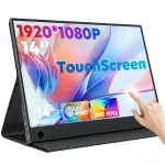 Amoudo 14 Inch Touch Portable Monitor  1920 x 1080P Second Screen FHD Lightweight Thin USB Type-C Mini HDMI Extend Screen