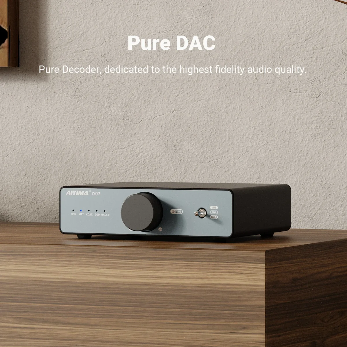 AIYIMA D07 DAC XMOS XU316 AKM 4493S HIFI Mini Desktop Decoder PCM 768kHz/32Bit DSD512 Optical fiber/coaxial/USB input RCA output - Image 3