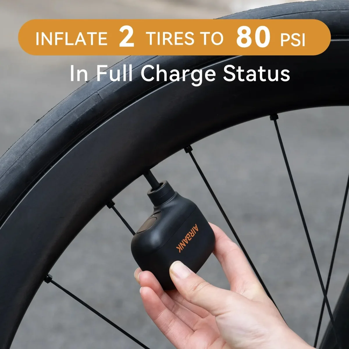 AIRBANK AS100 Mini Portable Bicycle Pump Rechargeable Air Inflator 100PSI Type-C Bike Accessories for Bike Schrader Presta Tires - Image 5