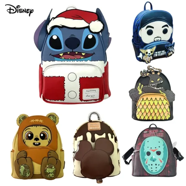 Color: multi - New Original Disney Mickey Mouse Pu Leather Women's Backpack Boo Mike Sully Cosplay Leisure Travel Bag Mini Children's Schoolbag