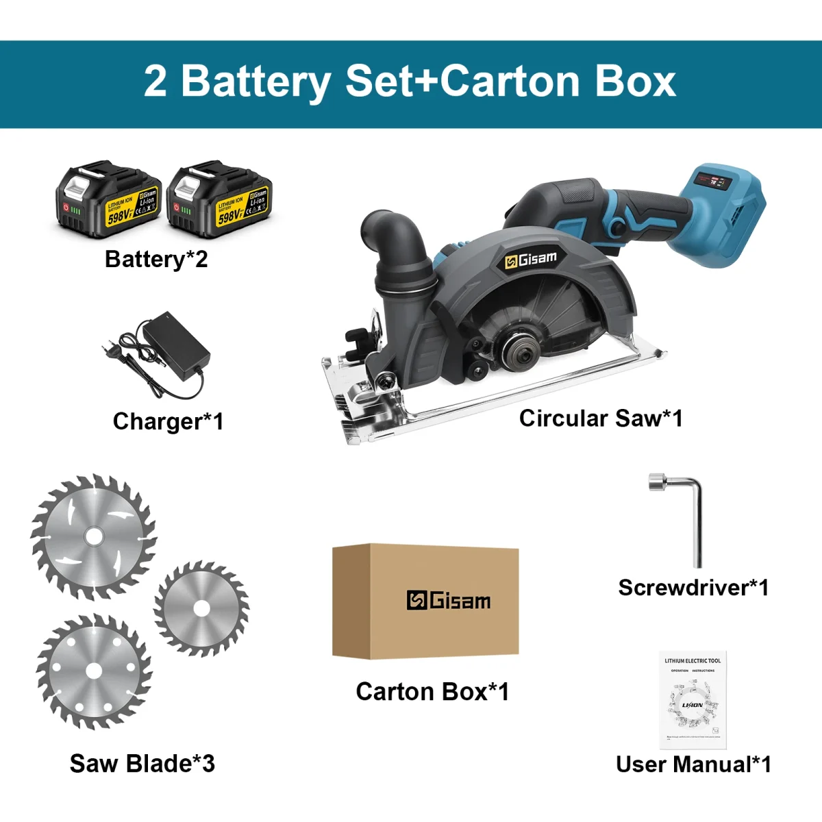 Gisam 165mm 10000RPM Brushless Electric Circular Saw Cordless Adjustbale Angle Woodworking Power Tool For Makita 18v Battey Pins - Image 8